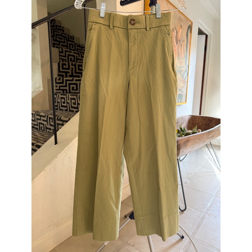 NWT Spanx Stretch Twill Wide Leg Crop Pants Olive Green High Rise XS